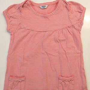 Baby Biden pink striped dress, size: 6-12 months. Two pockets